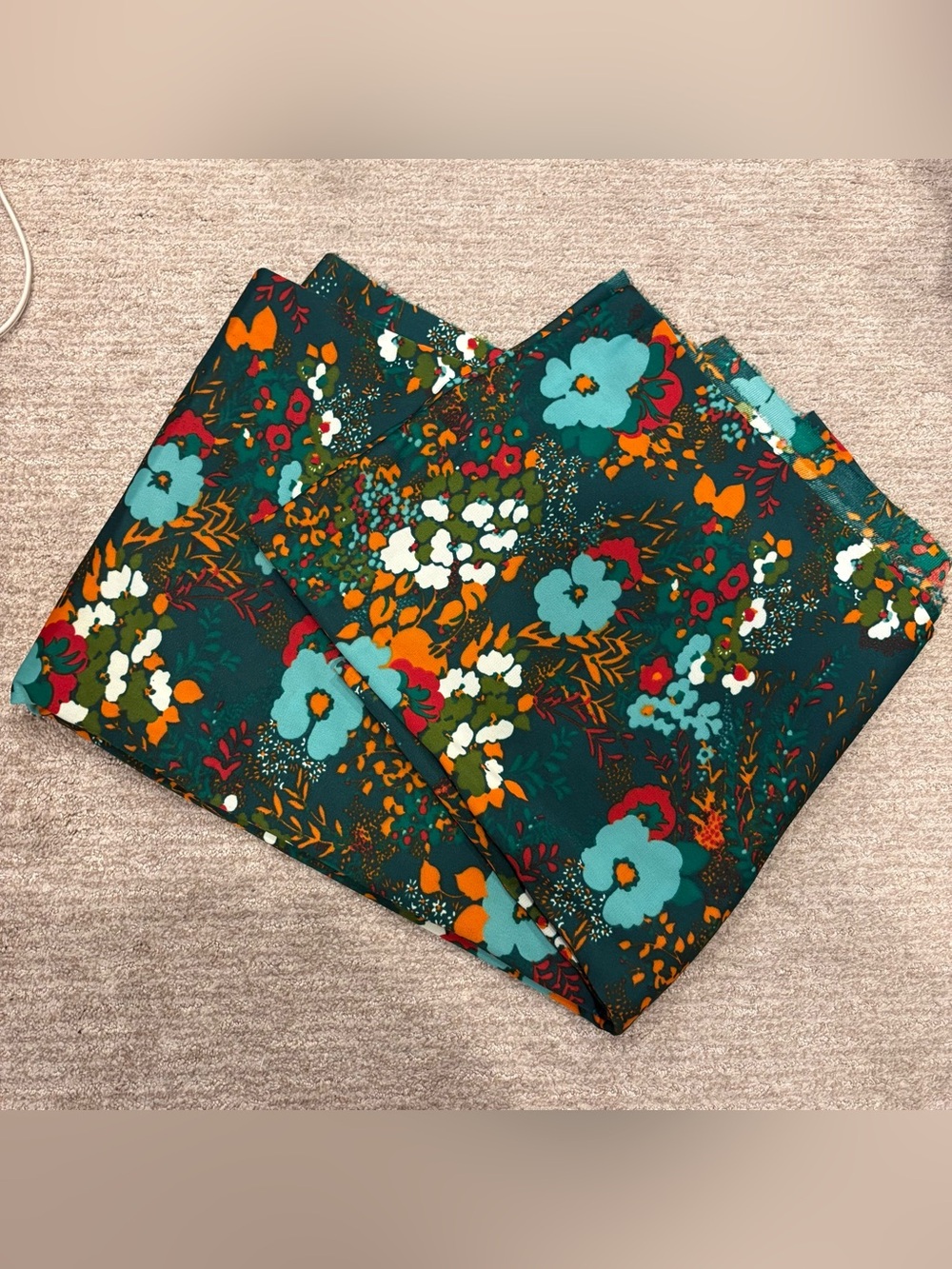 Vintage Green Multicolor Floral Fabric - 131” X 57.5”